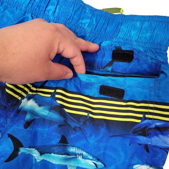 Gerry Youth Boy's Swim Short UPF 50+ Swim Trunks, Blue Sharks - Size: Medium - Picture 5 of 11